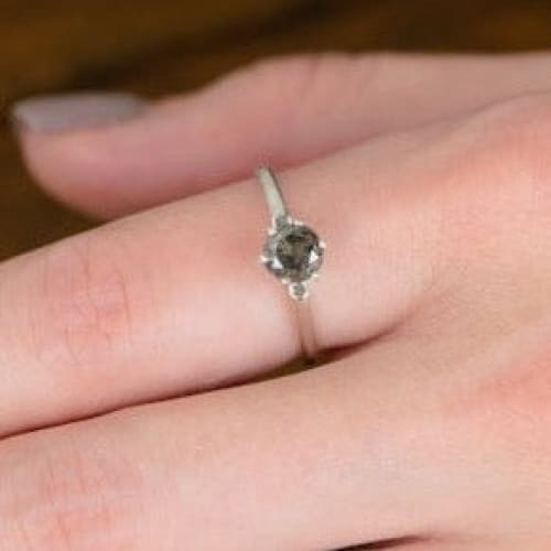 Salt and Pepper Diamond Solitaire Ring Rings Handmade JSL Made in USA