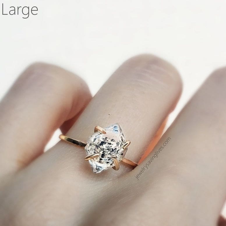 Salt and Pepper Herkimer Ring Rings Handmade Handcrafted