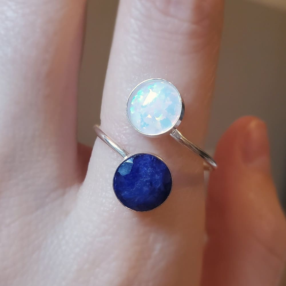 Sapphire and Opal Ring Rings Handmade Handcrafted