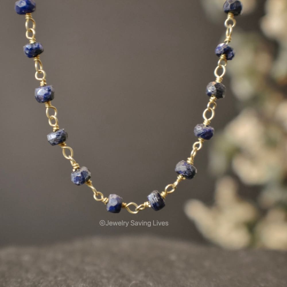 Sapphire Beaded Necklace Necklaces Handmade JSL Made in USA