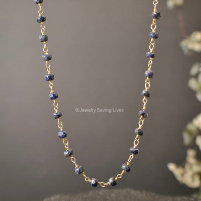 Sapphire Beaded Necklace Necklaces Handmade JSL Made in USA