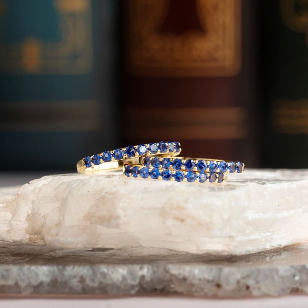 Sapphire Half Eternity Band Rings Handmade Handcrafted