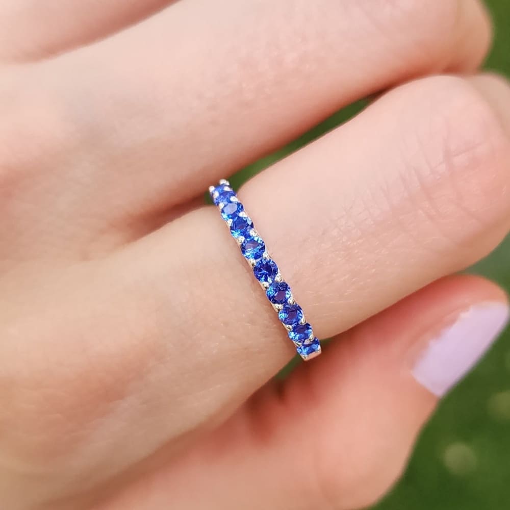 Sapphire Half Eternity Band Rings Handmade JSL Made in USA