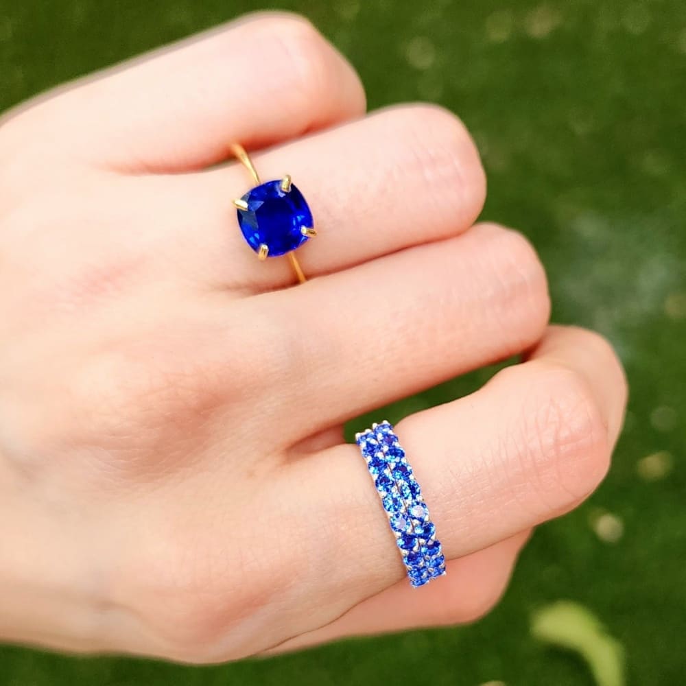 Sapphire Half Eternity Band Rings Handmade Handcrafted