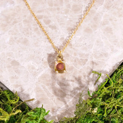 Small Watermelon Tourmaline Prong Necklace Necklaces Handmade Handcrafted