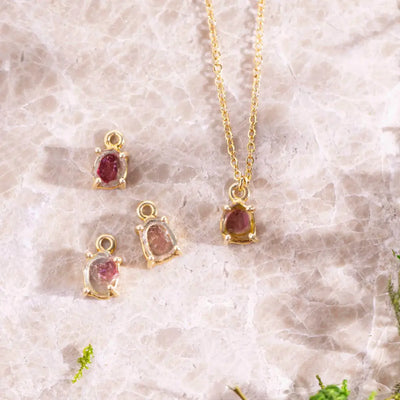 Small Watermelon Tourmaline Prong Necklace Necklaces Handmade Handcrafted