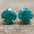 Square Natural Emerald Stud Earrings Earrings Handmade Handcrafted
