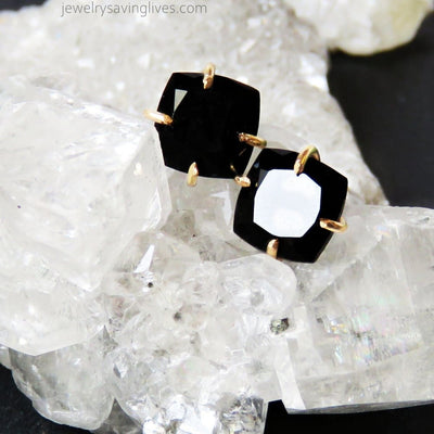 Square Onyx Stud Earrings Earrings Handmade Handcrafted