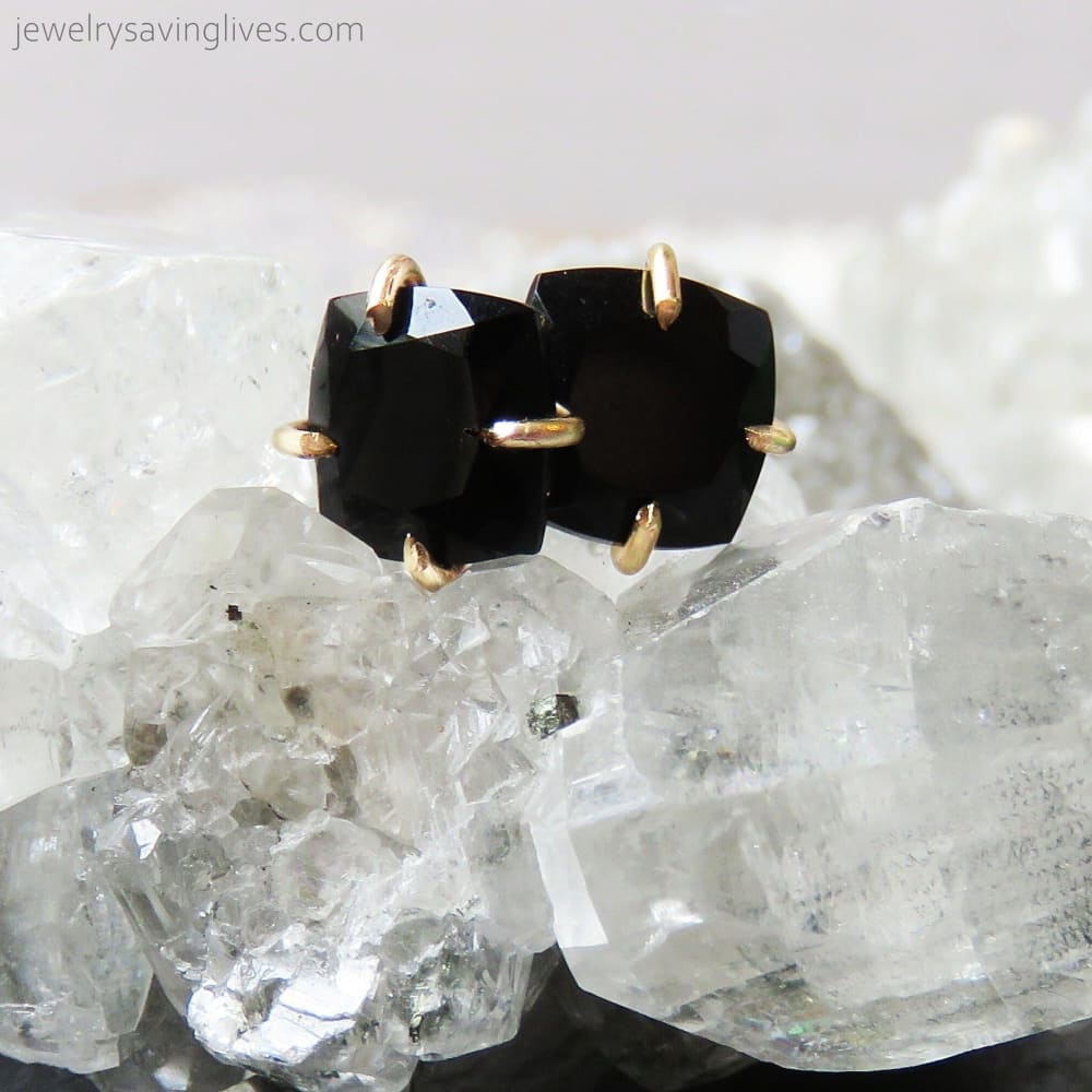 Square Onyx Stud Earrings Earrings Handmade Handcrafted