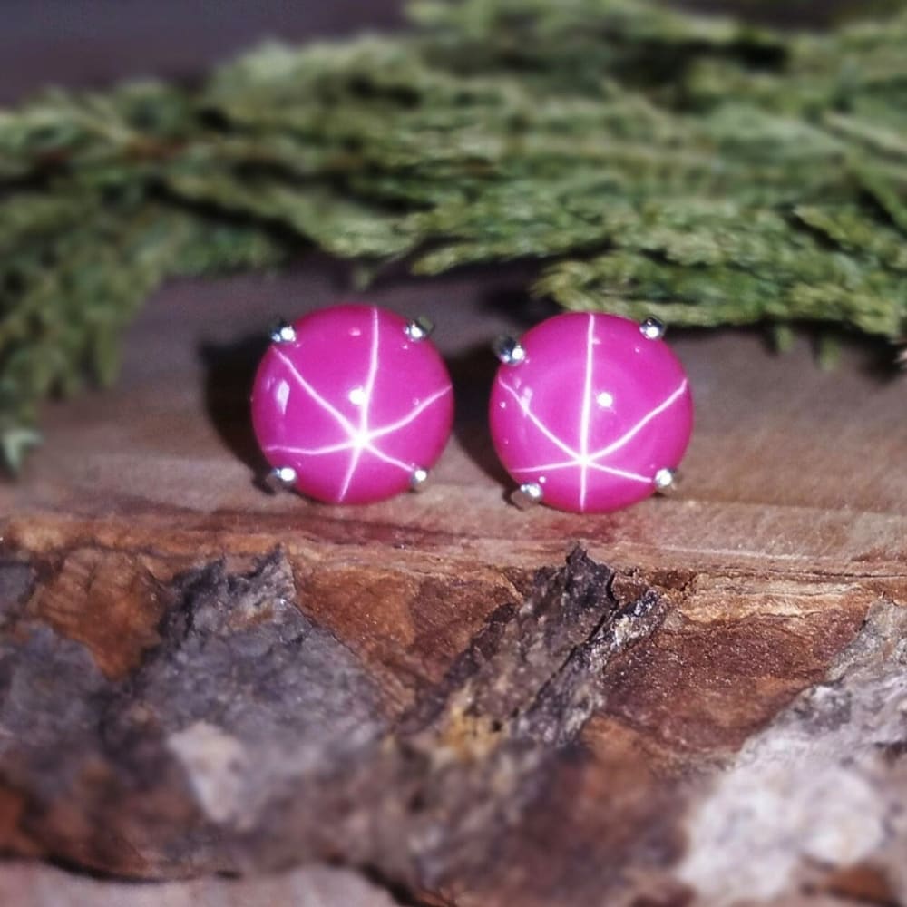 Star Ruby Stud Earrings Earrings Handmade JSL Made in USA