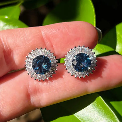 Sunburst Earring London Blue Topaz Earrings Handmade Handcrafted