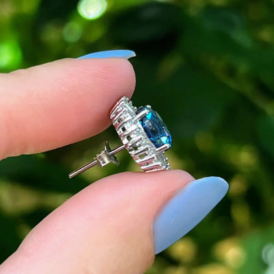 Sunburst Earring London Blue Topaz Earrings Handmade Handcrafted