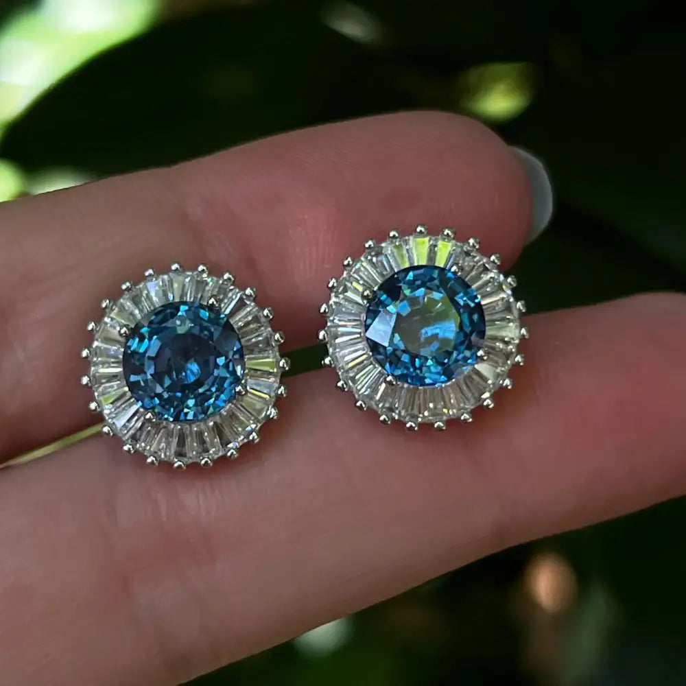 Sunburst Earring London Blue Topaz Earrings Handmade Handcrafted