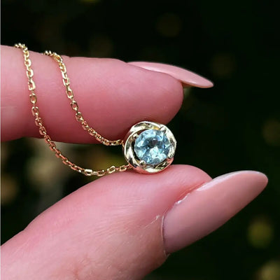 Swirl Necklace - Aquamarine Necklaces Handmade Handcrafted