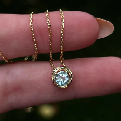 Swirl Necklace - Aquamarine Necklaces Handmade Handcrafted