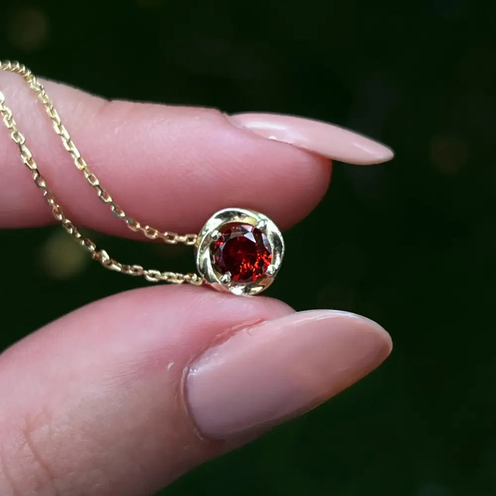 Swirl Necklace - Garnet Necklaces Handmade Handcrafted