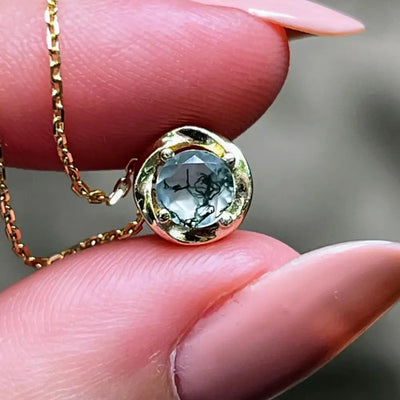Swirl Necklace - Moss Agate Necklaces Handmade Handcrafted