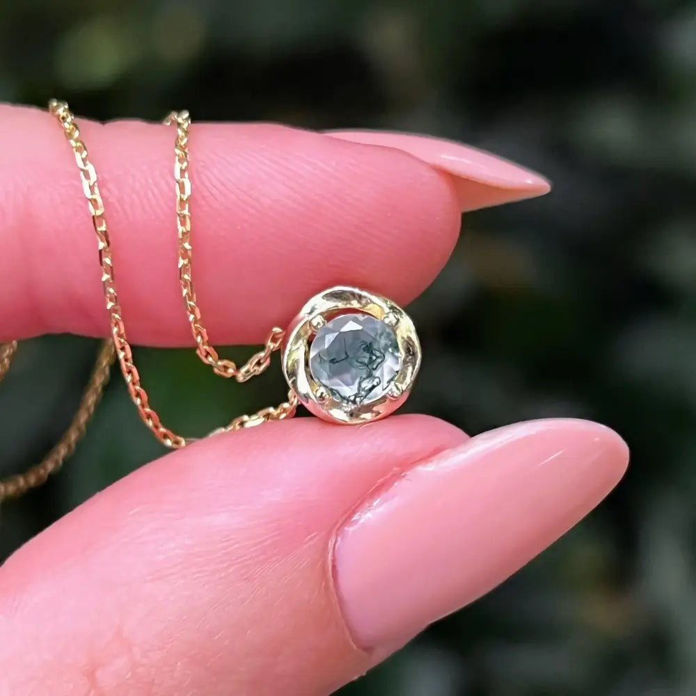 Swirl Necklace - Moss Agate Necklaces Handmade Handcrafted