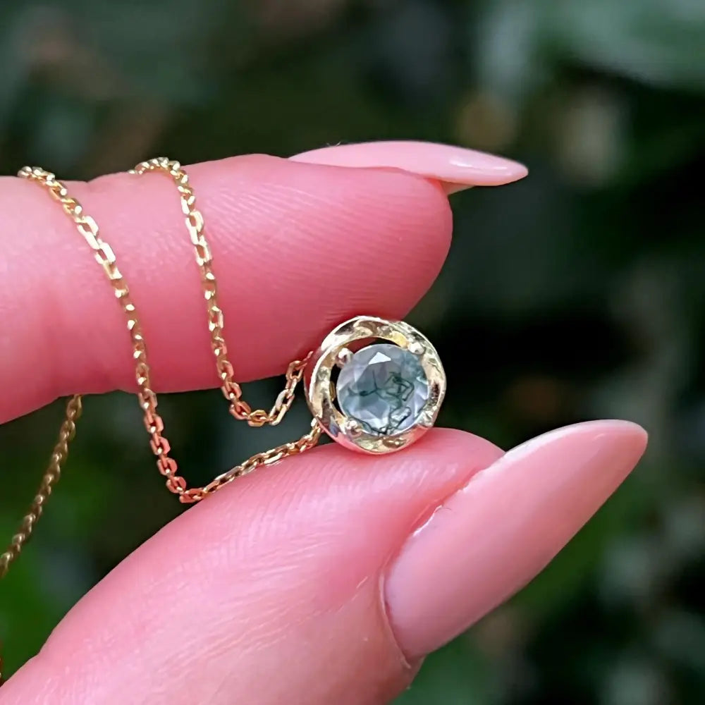 Swirl Necklace - Moss Agate Necklaces Handmade Handcrafted