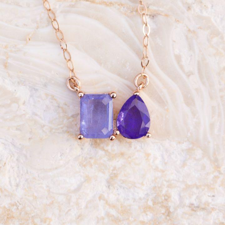 The Aurora - Tanzanite Toi et Moi Necklace