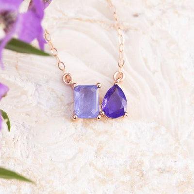 The Aurora - Tanzanite Toi et Moi Necklace