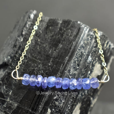 Tanzanite Bar Necklace Necklaces Handmade Handcrafted