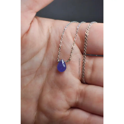 Tanzanite Teardrop Bar Necklace Necklaces Handmade Handcrafted