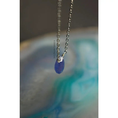 Tanzanite Teardrop Bar Necklace Necklaces Handmade Handcrafted