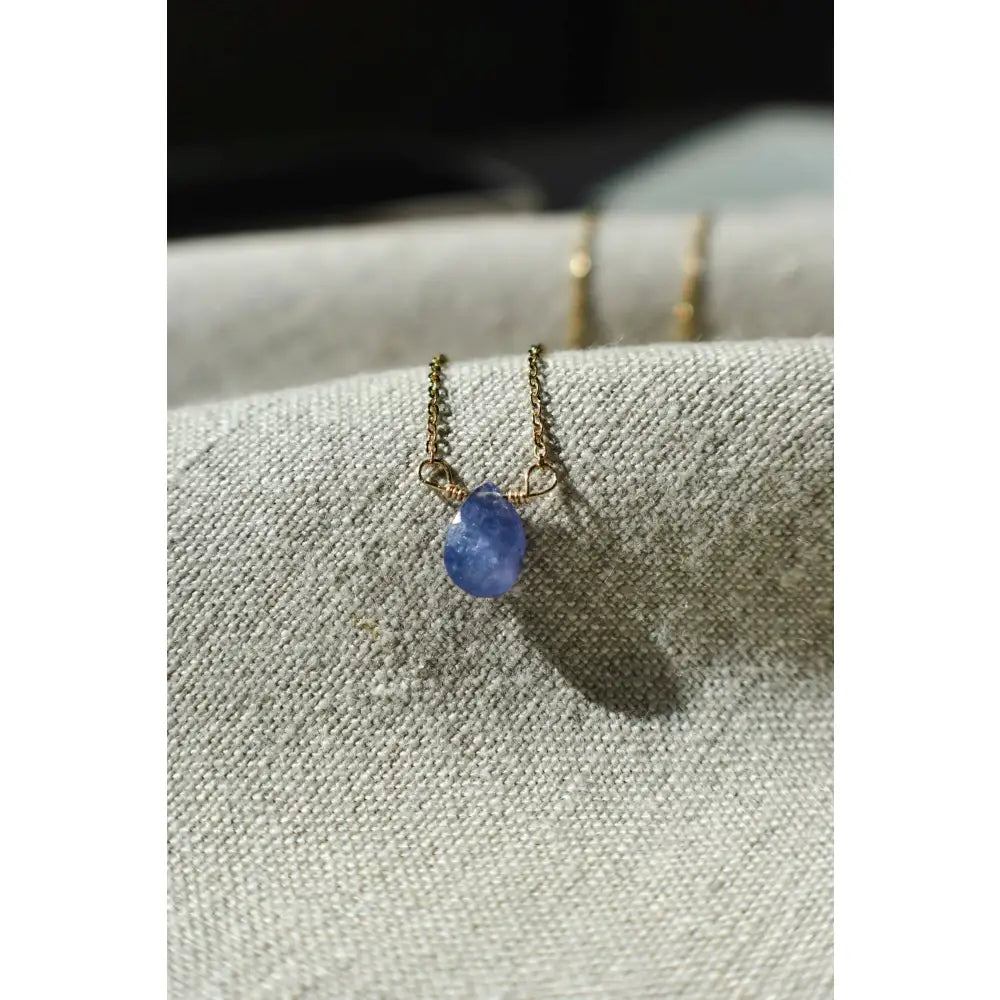 Tanzanite Teardrop Bar Necklace Necklaces Handmade Handcrafted