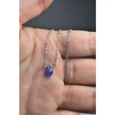 Tanzanite Teardrop Bar Necklace Necklaces Handmade Handcrafted