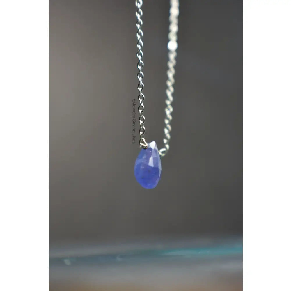 Tanzanite Teardrop Bar Necklace Necklaces Handmade Handcrafted