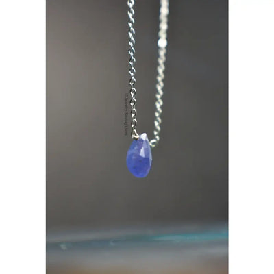 Tanzanite Teardrop Bar Necklace Necklaces Handmade Handcrafted