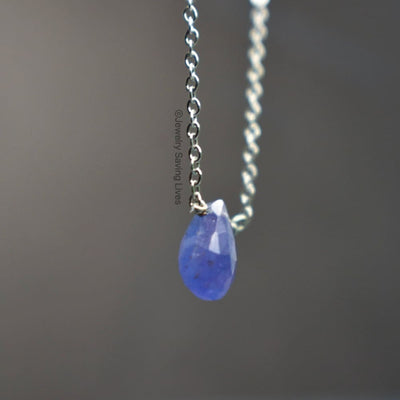 Tanzanite Teardrop Bar Necklace Necklaces Handmade Handcrafted