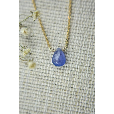 Tanzanite Teardrop Bar Necklace Necklaces Handmade Handcrafted