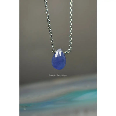 Tanzanite Teardrop Bar Necklace Necklaces Handmade Handcrafted