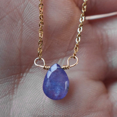 Tanzanite Teardrop Bar Necklace Necklaces Handmade Handcrafted