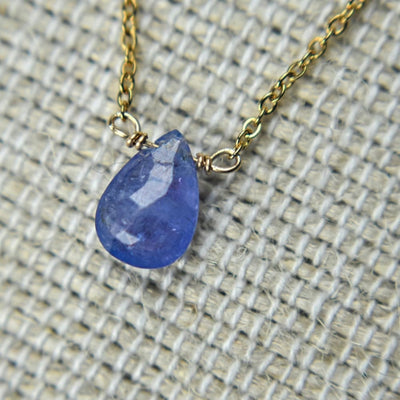 Tanzanite Teardrop Bar Necklace Necklaces Handmade Handcrafted