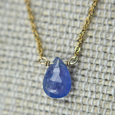 Tanzanite Teardrop Bar Necklace Necklaces Handmade Handcrafted