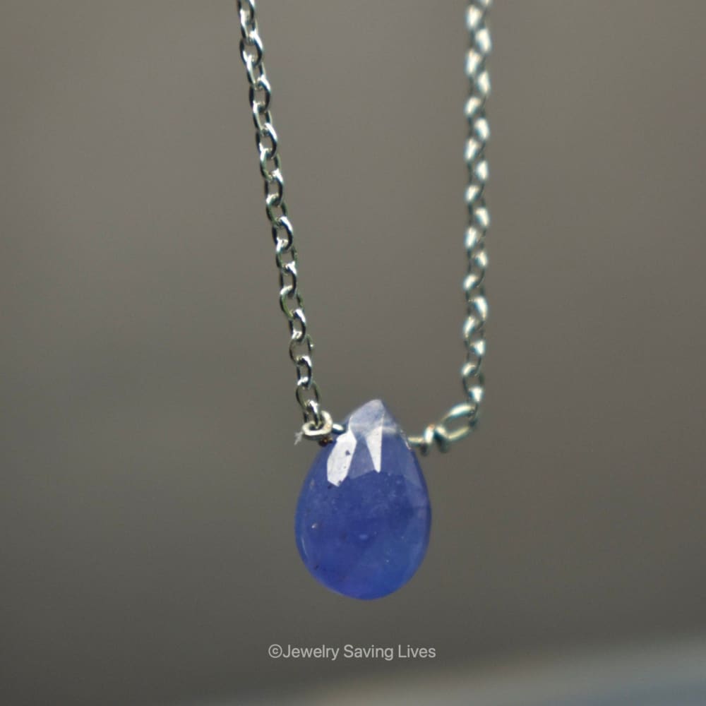 Tanzanite Teardrop Bar Necklace Necklaces Handmade Handcrafted