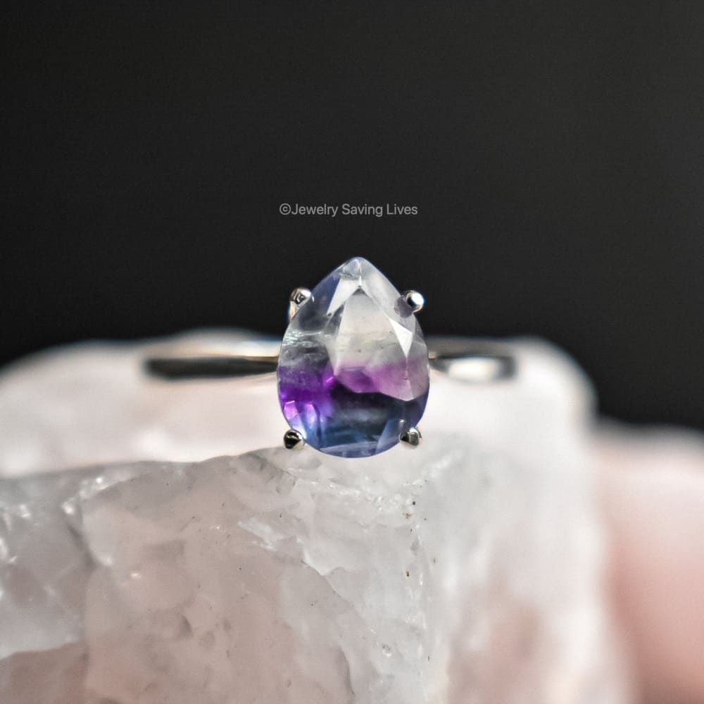 Teardrop Fluorite Ring Rings Handmade Handcrafted