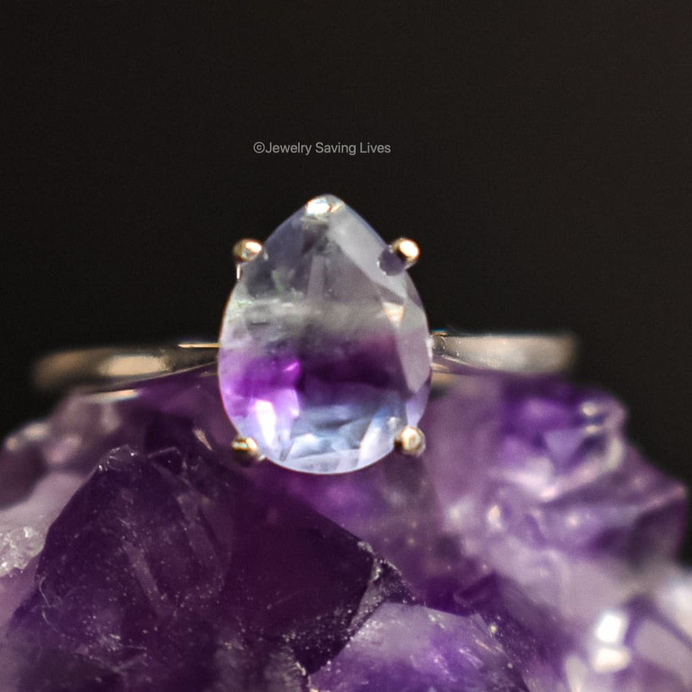 Teardrop Fluorite Ring Rings Handmade Handcrafted