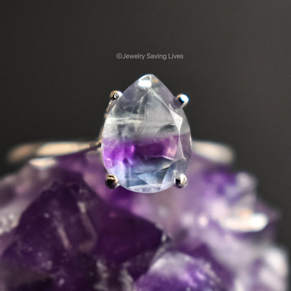 Teardrop Fluorite Ring Rings Handmade Handcrafted