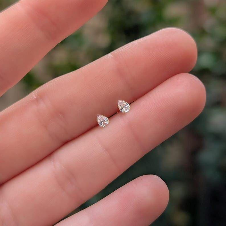 Micro Stud Teardrop - Lab Diamond Earrings Handmade Handcrafted