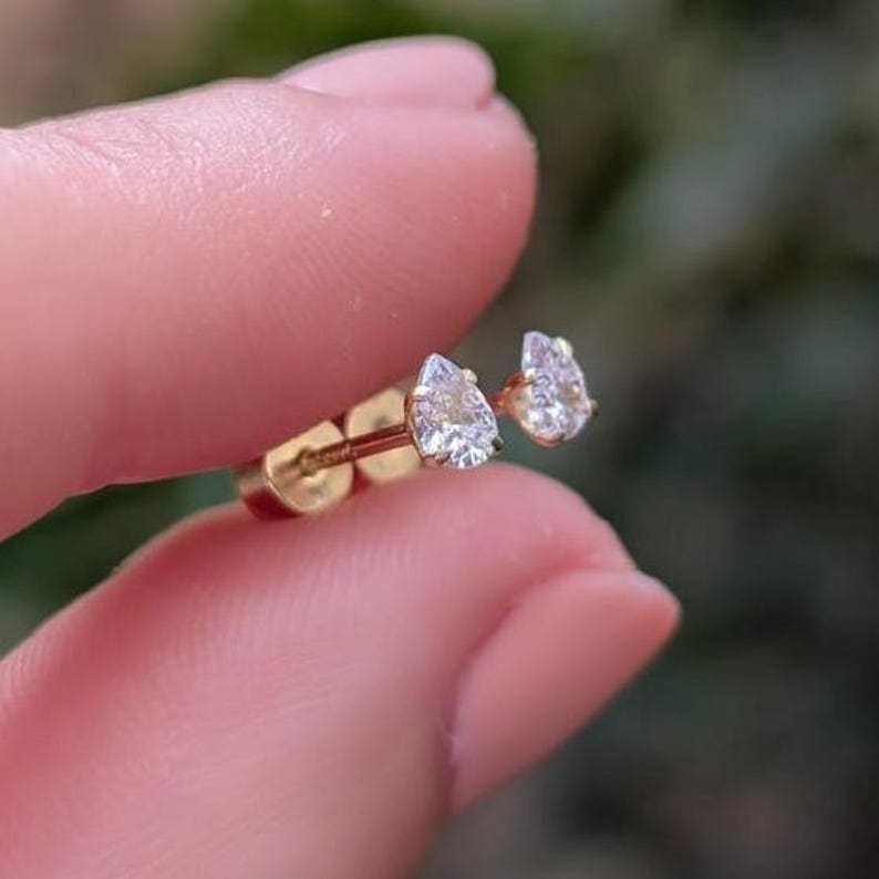 Micro Stud Teardrop - Lab Diamond Earrings Handmade Handcrafted