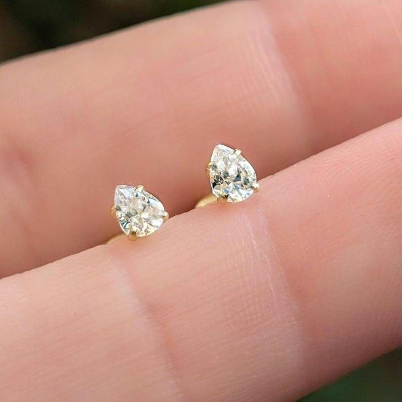 Micro Stud Teardrop - Lab Diamond Earrings Handmade Handcrafted