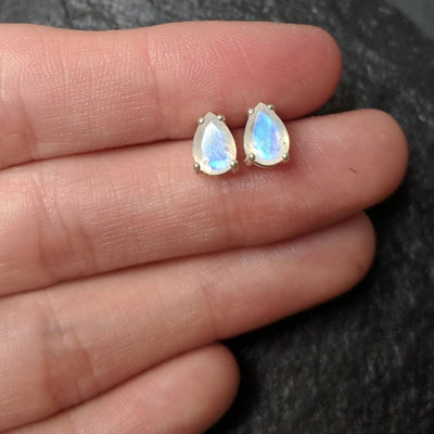 Teardrop Moonstone Stud Earrings Earrings Handmade Handcrafted