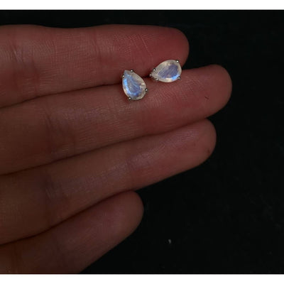 Teardrop Moonstone Stud Earrings Earrings Handmade Handcrafted