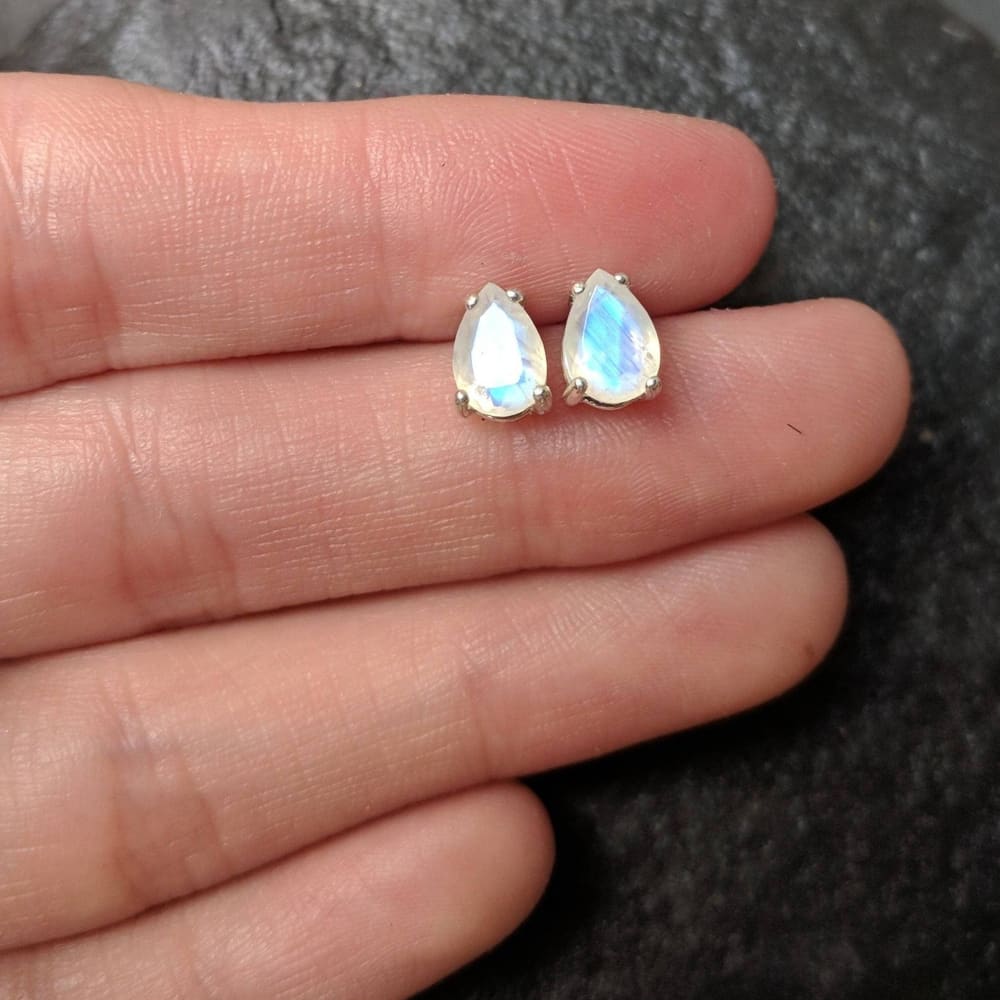 Teardrop Moonstone Stud Earrings Earrings Handmade Handcrafted