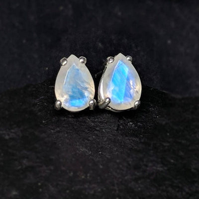 Teardrop Moonstone Stud Earrings Earrings Handmade Handcrafted