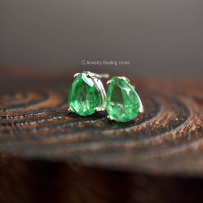 Teardrop Natural Emerald Doublet Earrings Earrings Handmade Handcrafted